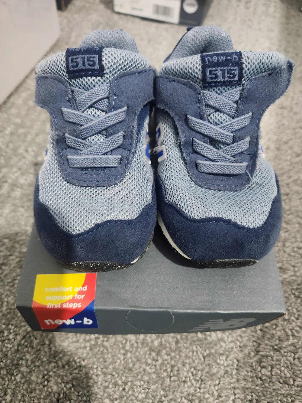 New Balance Kids Navy and Light Blue Sneakers 4.5 Wide